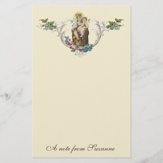 Papeterie Vierge catholique Marie Jésus Mont Carmel (Devant)