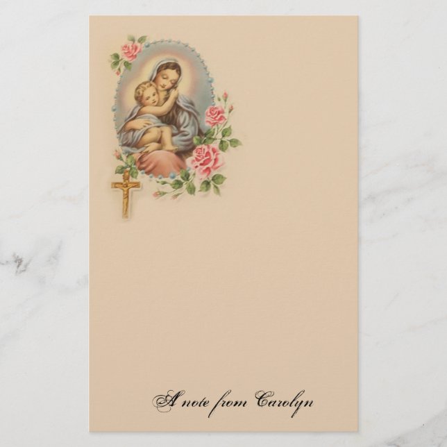 Papeterie Vierge Marie béni par catholique Jésus religieux (Devant)