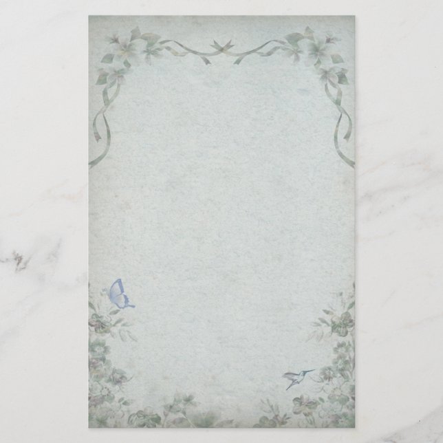 Papeterie Vintage Floral Blue Mariage (Devant)