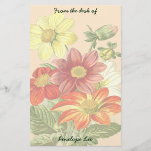 Papeterie Vintage Orange and Yellow Garden Flowers Your Name