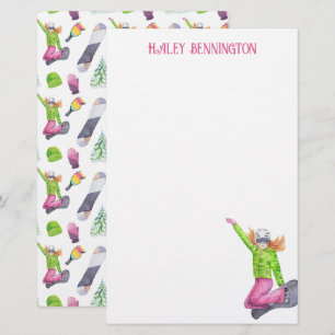 Papeterie Watercolor Snowboard personnalisé