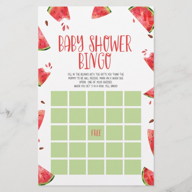 Papeterie Watermelon Pink Green Baby shower Jeu (Devant)