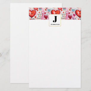 Papeterie Whimsical Hearts and Love Lettres Motif Monogramme