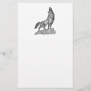 Papeterie Wolf Howling au dessin de silhouette de la lune