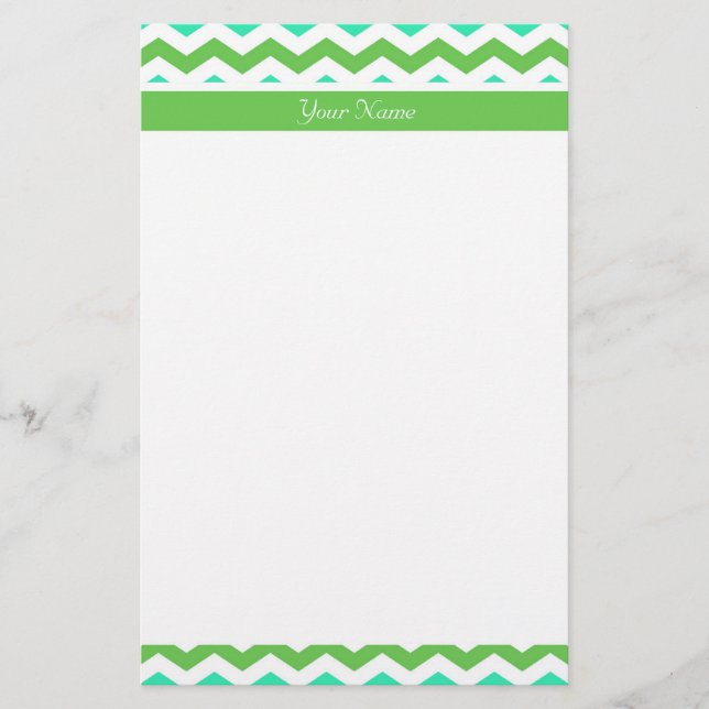Papeterie Zigzag moderne, vert citron et bleu (Devant)