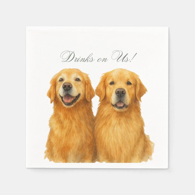 Papezins, Goldener Retriever Cocktail Serviette (Vorderseite)