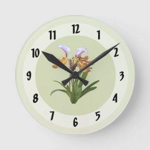 Paphiopedilum Orchids miteinander verbunden Runde Wanduhr
