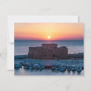 Paphos Burg bei Sonnenuntergang, Aussicht auf die  Postkarte
