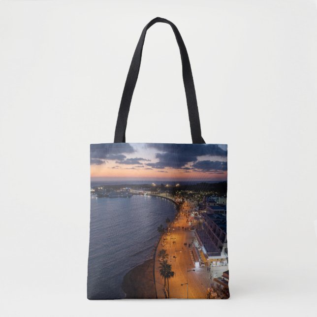 Paphos direkt am Meer und Hafen nachts Tasche (Vorderseite)