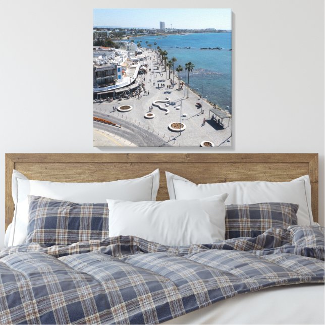 Paphos Sea Front Walk mit Drohne Leinwanddruck (Insitu (Schlafzimmer))
