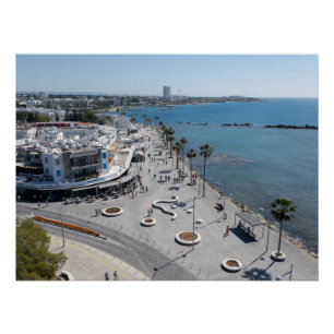 Paphos Sea Front Walk mit Drohne Poster