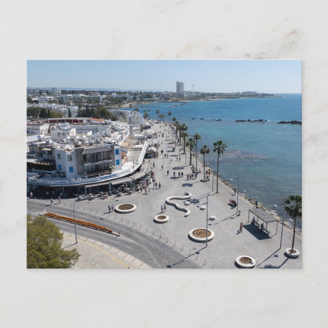 Paphos Sea Front Walk mit Drohne Postkarte (Vorderseite)