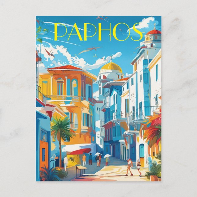 Paphos-Stadt, Zypern auf Andenken Feiertagspostkarte (Vorderseite)