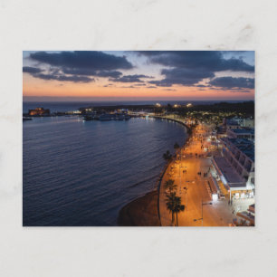 Paphos Strandpromenade und Hafen bei Nacht Postkarte