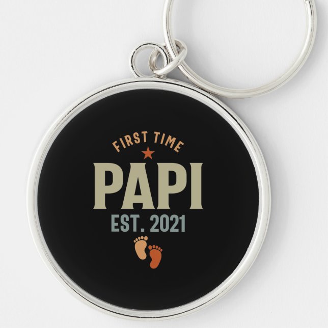 Papi Est 2021 Vater zum ersten Mal Schlüsselanhänger (Vorne)