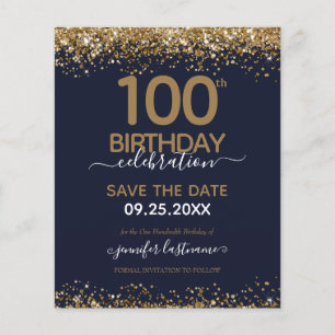 Papier 100e anniversaire Enregistrer la date Invitation d