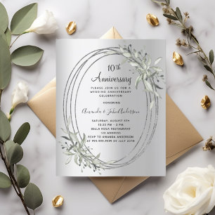 Papier 10e anniversaire mariage invitation feuillage arge