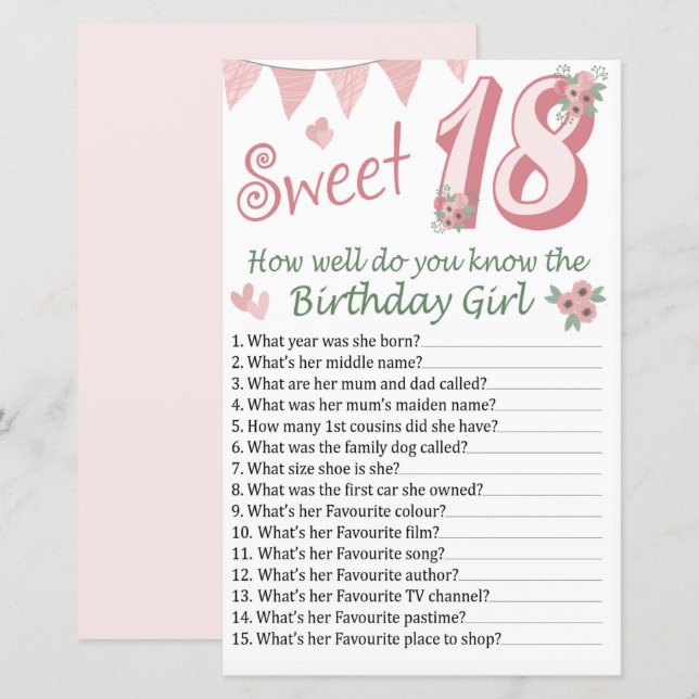 Papier 18 e anniversaire Comme vous connaissez bien l'ann (Devant / Derrière)