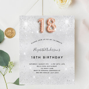 Papier 18e anniversaire argent rose or parties scintillan
