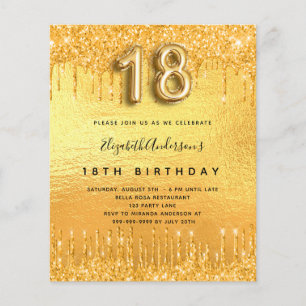 Papier 18e anniversaire parties scintillant or invitation