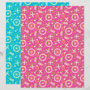 Papier 1980/1990 Retro Blue Pink Neon Motif