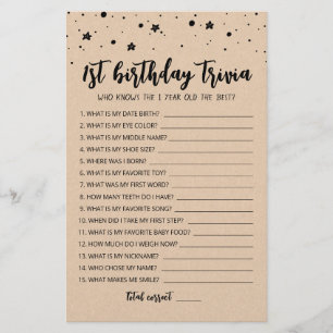 Papier 1er anniversaire éditable trivia Anniversaire part
