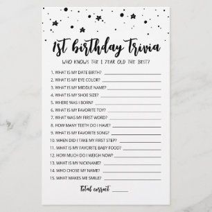 Papier 1er anniversaire éditable trivia Anniversaire part