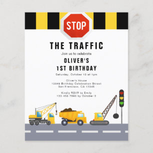 Papier 1ère fête d'anniversaire Construction Camion Invit