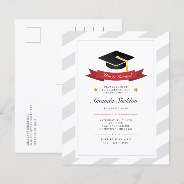 Papier 2025 Graduation Élégante Grad Party Invitation (Devant / Derrière)