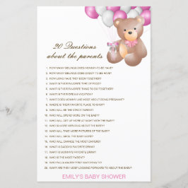 Papier 20 Questions modifiables sur la Baby Shower des pa