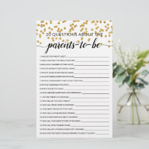 Papier 20 Questions sur la Baby Shower des parents jeu