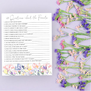 Papier 20 Questions sur le jeu de baby shower des parents