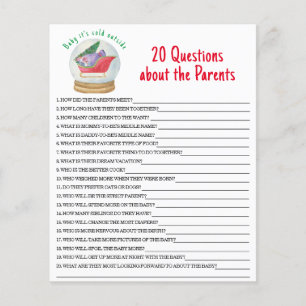 Papier 20 Questions sur le jeu de baby shower des parents