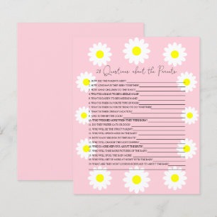 Papier 20 Questions sur le jeu de baby shower des parents