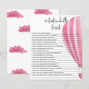 Papier 20 Questions sur le jeu de baby shower des parents