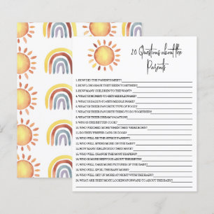 Papier 20 Questions sur le jeu de baby shower Parents