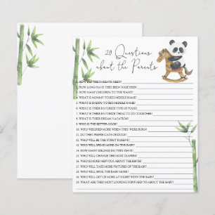 Papier 20 Questions sur le jeu de baby shower Parents