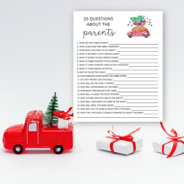 Papier 20 Questions sur le jeu de baby shower Parents (Créateur téléchargé)