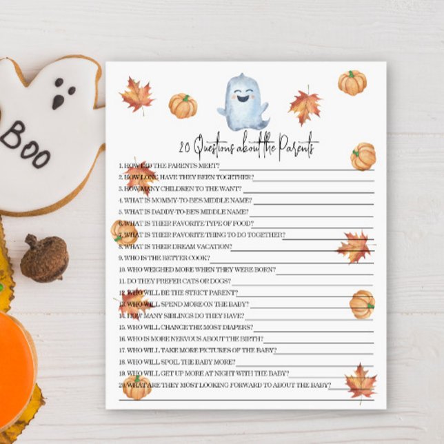 Papier 20 Questions sur le jeu de baby shower Parents (Créateur téléchargé)