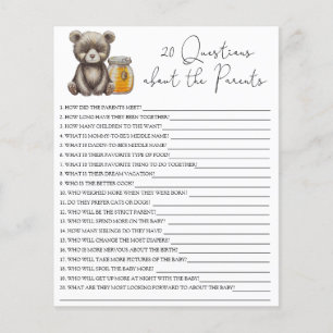 Papier 20 Questions sur le jeu de baby shower Parents