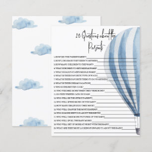 Papier 20 Questions sur le jeu de baby shower Parents