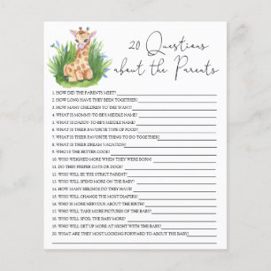 Papier 20 Questions sur le jeu de baby shower Parents