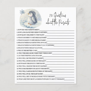 Papier 20 Questions sur le jeu de baby shower Parents