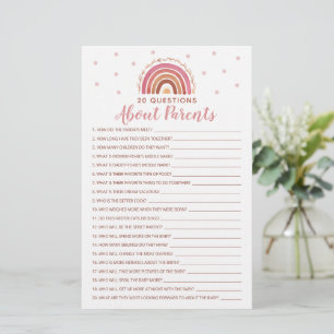 Papier 20 Questions sur les parents Jeu Boho Rainbow
