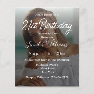 Papier 21e anniversaire photo invitation calligraphie bla