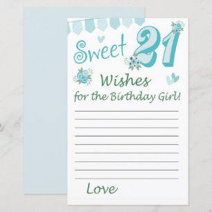 Papier 21e anniversaire Voeux pour la fille d'anniversair