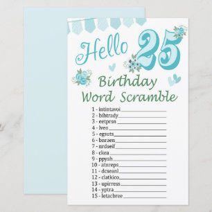 Papier 25 e Anniversaire Mot Scramble Jeu