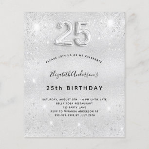 Papier 25e anniversaire argent parties scintillant budget