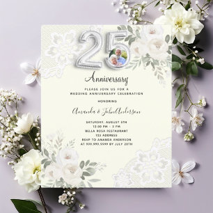 Papier 25e anniversaire mariage invitation photo en ivoir