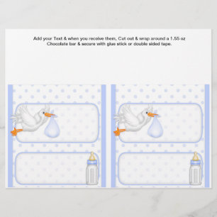Papier 2 Baby shower Bleu Favoriser Candy Bar Personnalis
